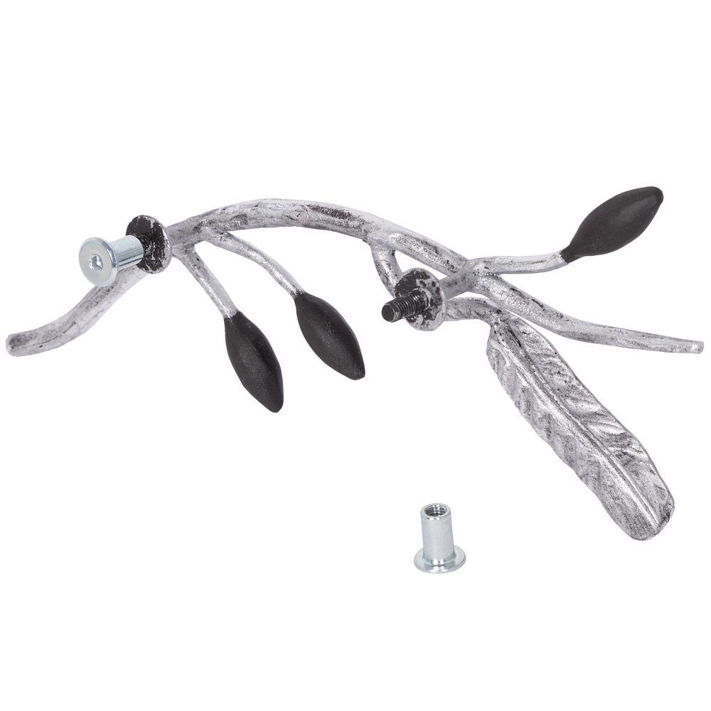 Ручка мебельная скоба Oliva Branch (Олива Бранч) левая Античное серебро