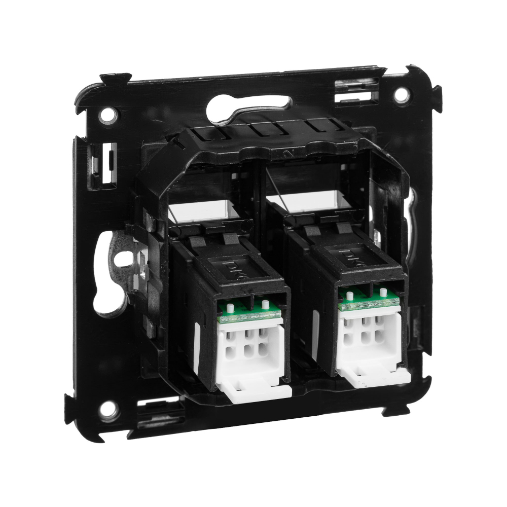 Компьютерная розетка RJ-45 в стену, кат.6А двойная, "Avanti", "Черный матовый"