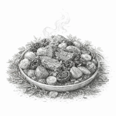 Лось тушеный с черносливом