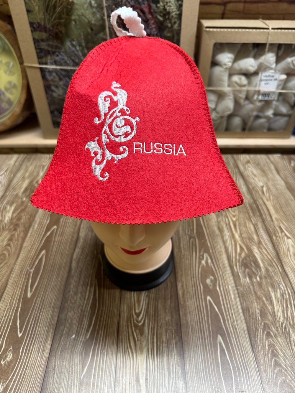 Шапка банная с аппликацией "Россия"