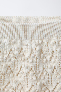 ZARA ВЯЗАНЫЕ ШОРТЫ С ЛЬНОМ, СВЕТЛО-БЕЖЕВЫЙ