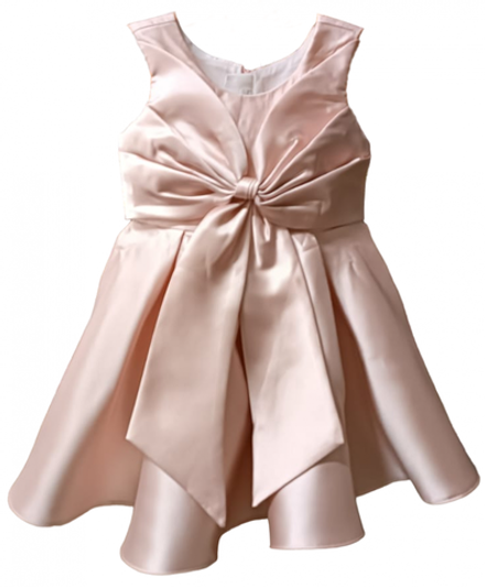 Платье №4/8 бежевое, атласное, бант