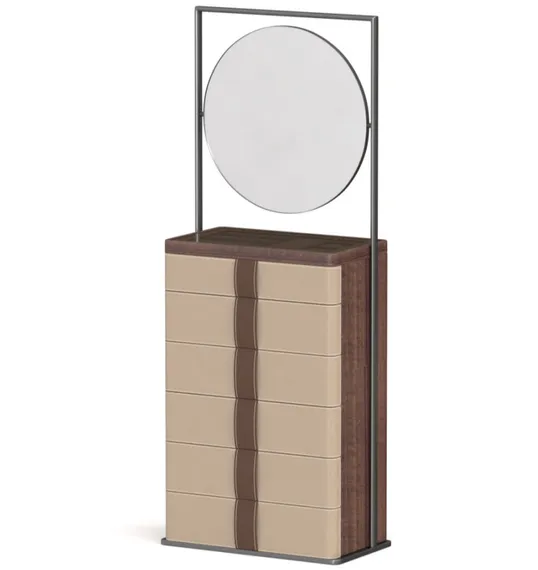 Комод с зеркалом 4542, 185х75 см, экокожа, шпон ореха