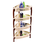 Этажерка угловая 4-х секционная, цвет молочный