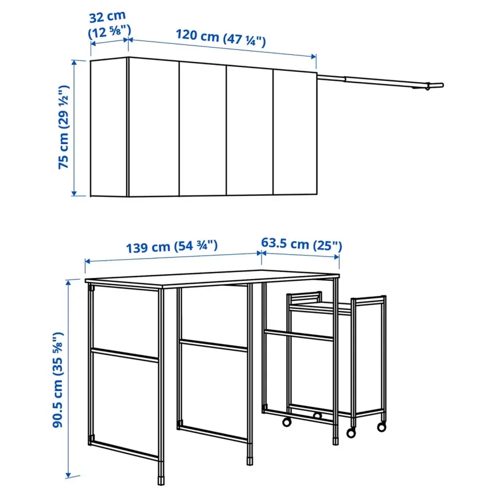 Комбинация для ванной - IKEA ENHET, 139х63.5х90.5 см, белый/серый/антрацит, ЭНХЕТ ИКЕА