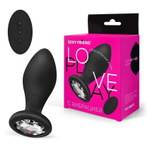 Черная вибровтулка с прозрачным кристаллом и пультом ДУ - 8,5 см. (Цвет: черный)