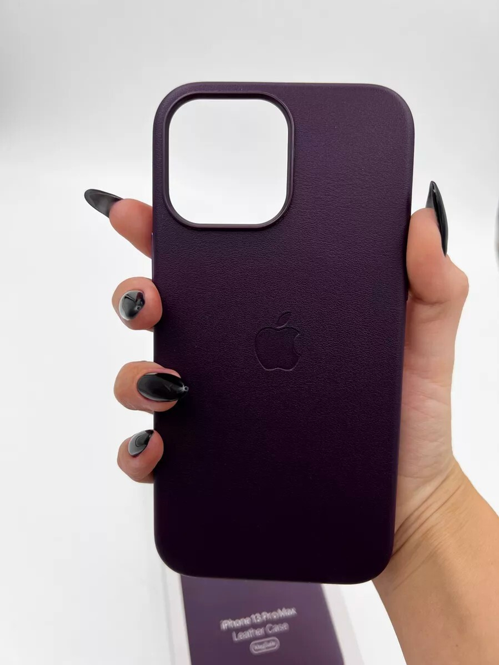 Кожаный чехол Leather Case iPhone 14 Pro Max, Dark Cherry Темно-Фиолетовый