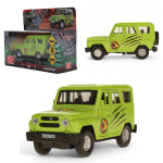 Модель ин. мет. "УАЗ Hunter. Динозавры" 11,5см, двер, багаж, салатовый, коробка HUNTER-12DIN(Технопарк)