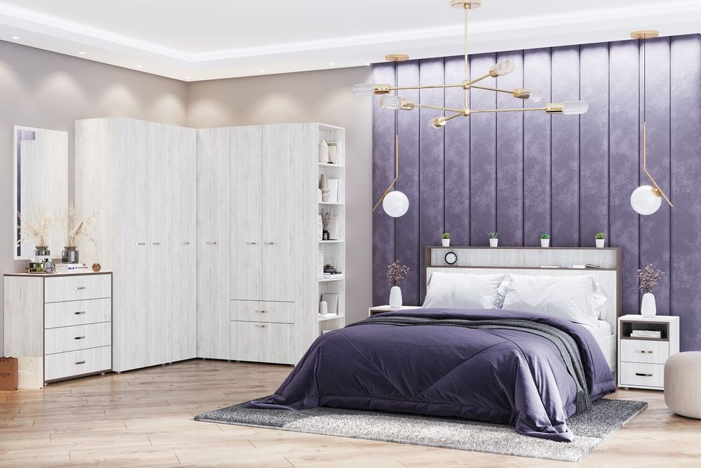 Тумба прикроватная с 2 ящ. и нишей, МС "Анита", (Винтерберг/Рейн бронза)