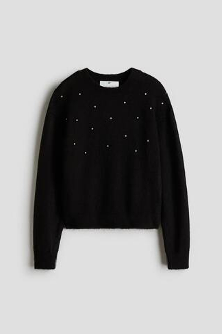 H&M Свитер со стразами, черный