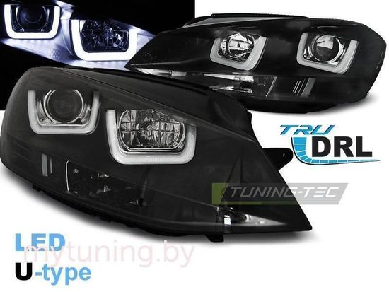 Передние фары u-type black для VW Golf MK7