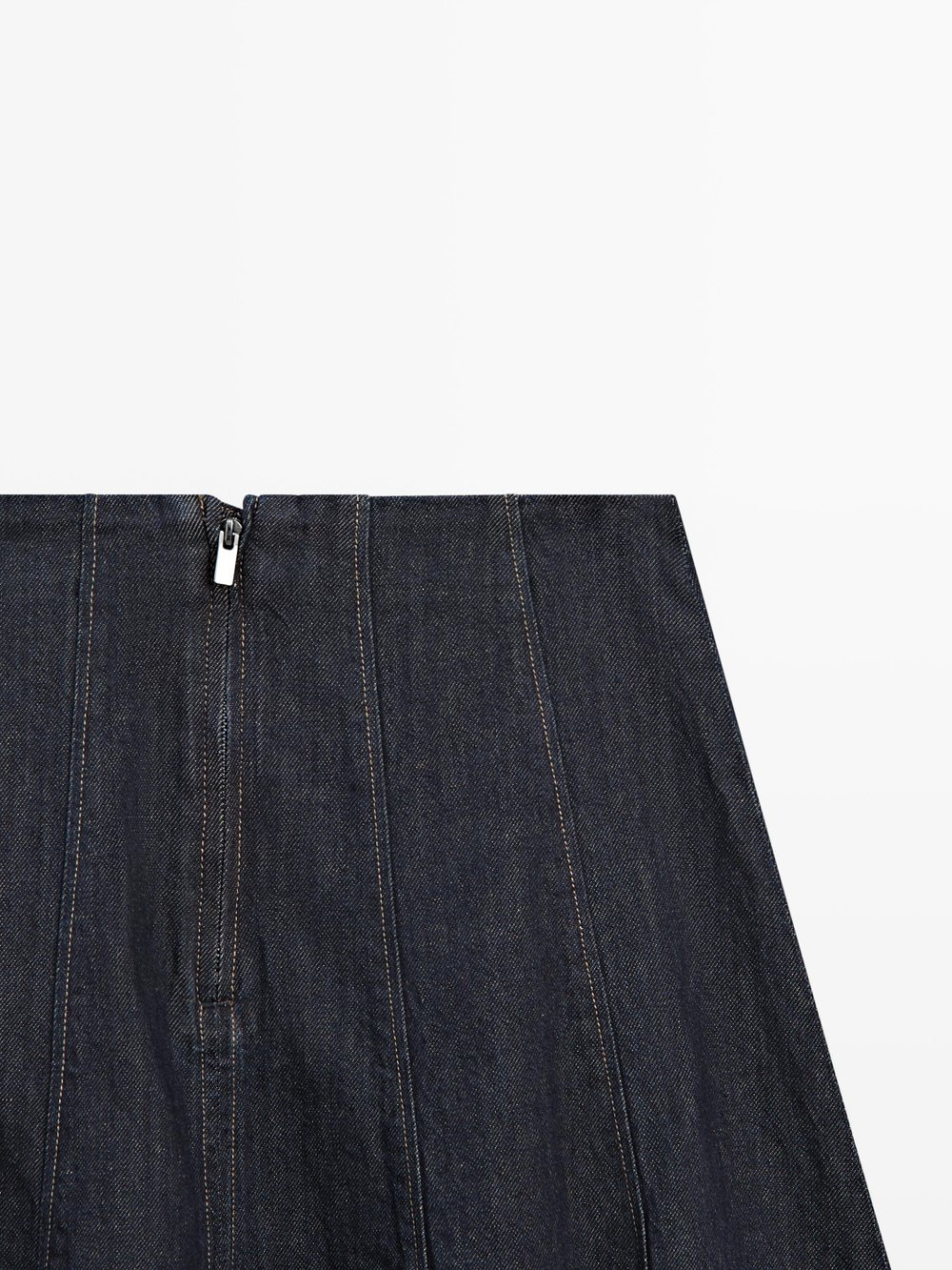 Massimo Dutti Джинсовая юбка-миди с годетом, темно-синий