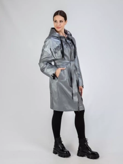 Кожаный плащ на осень с капюшоном