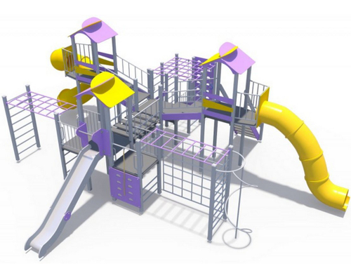 Игровой комплекс Зефир скат пластиковый винтовой закрытый и прямой открытый 2000 мм, скат металлический Н-1500 мм ДИО 10214