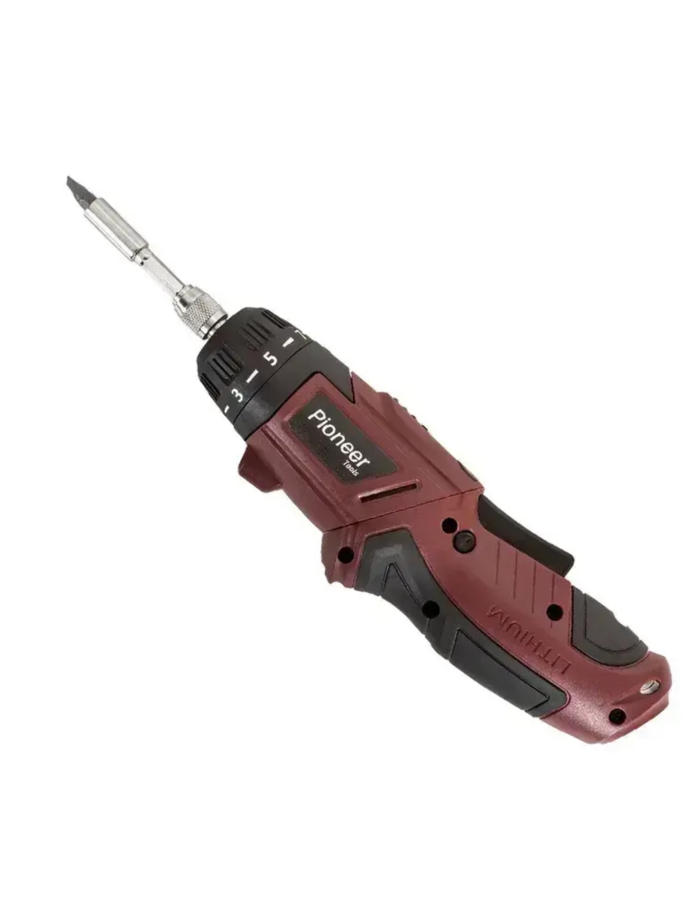 Отвертка аккумуляторная Pioneer CS-M0404C с подсветкой рабочей зоны, 7 ступеней крутящего момента и сверление, 2 положения рукоятки Anti-Slip, 16 бит 25 мм, кейс для хранения