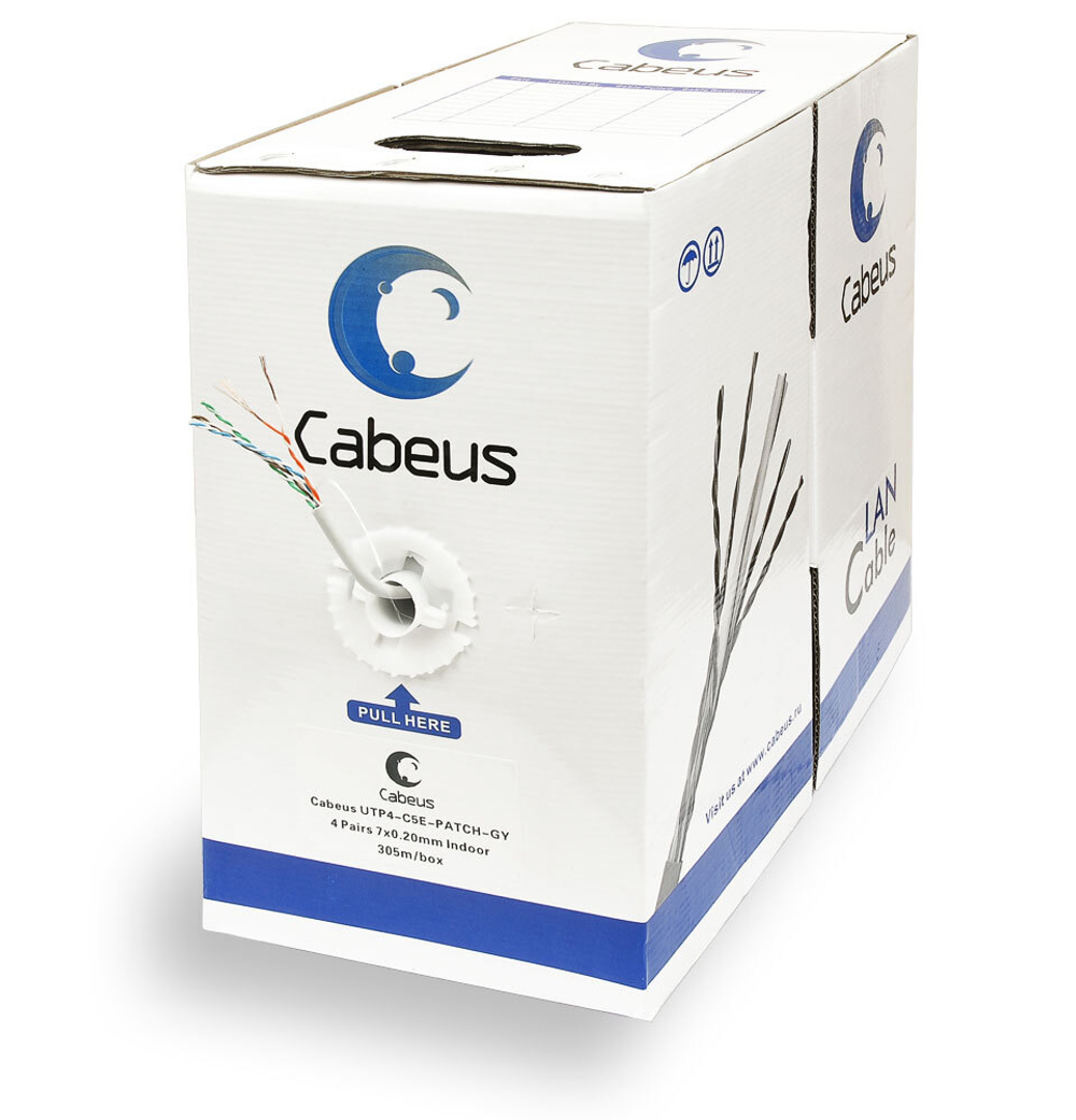 Кабель витая пара U/UTP 5e кат. 4 пары Cabeus UTP-4P-Cat.5e-PATCH-GY