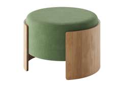 Банкетка Lagom D 62 см (зеленый FiberGuard, натуральный дуб)