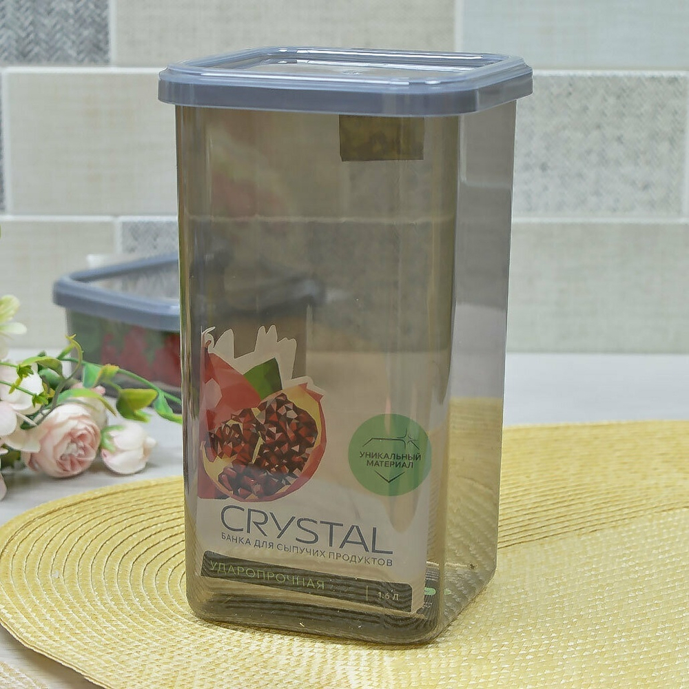 Банка для сыпучих продуктов 1,6л "Crystal"