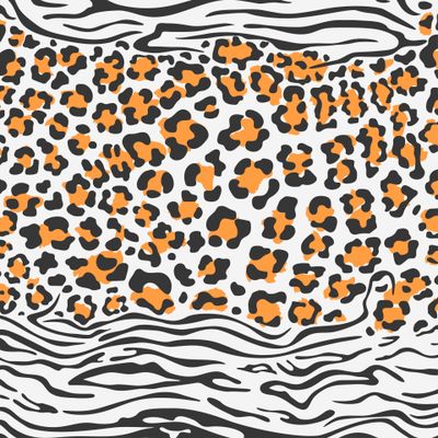 Зебра и леопард с оранжевыми пятнами