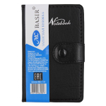 Записная книжка Basir на кнопке, формат А6, переплет из кожзама, 13.7*8.5 см, 60 листов, чёрный