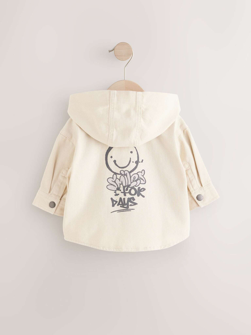 Куртка джинсовая с капюшоном и футболка в комплекте для мальчика Next AH3-452, Молочный, Серый