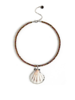 Чокер "Natural shell orange" Silver