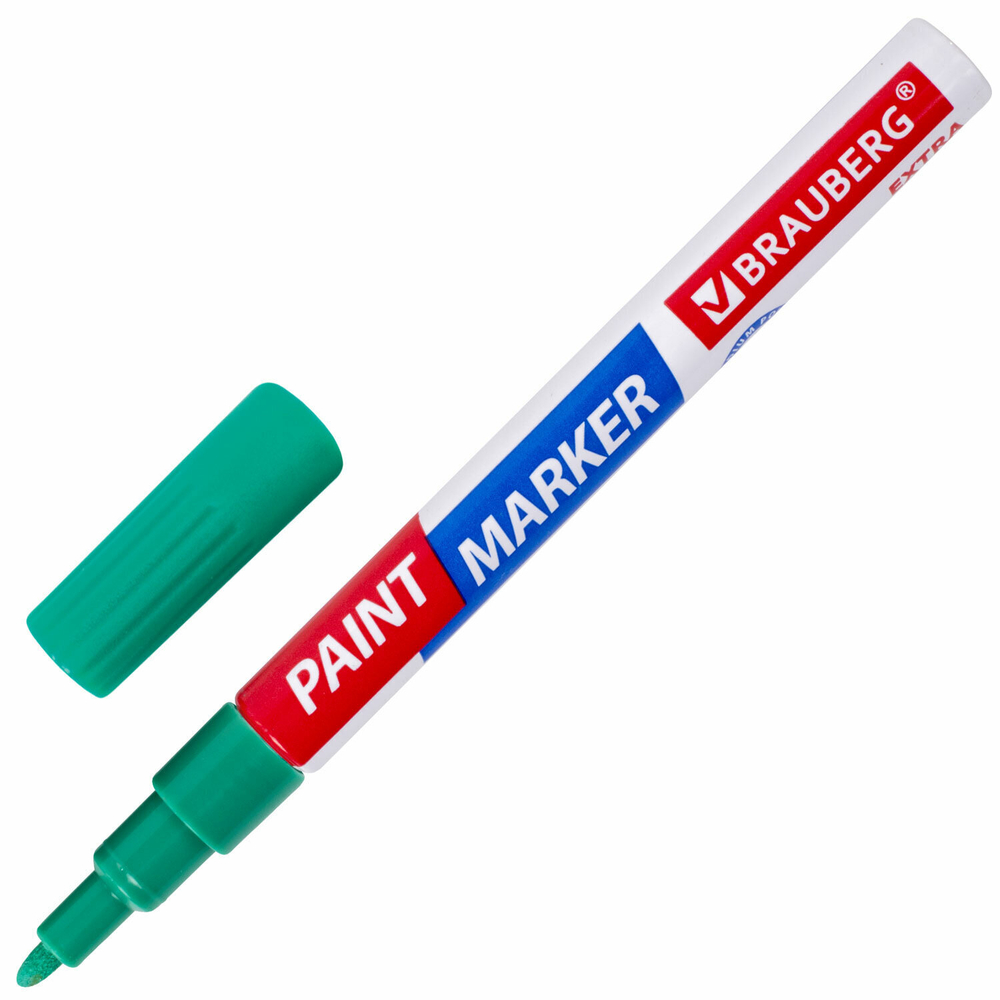Маркер-краска лаковый EXTRA (paint marker) 2 мм зеленый усиленная нитро-основа BRAUBERG (12 штук в упаковке)