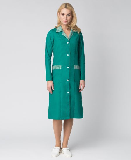 Халат женский "Надежда" (зеленый/полоска)