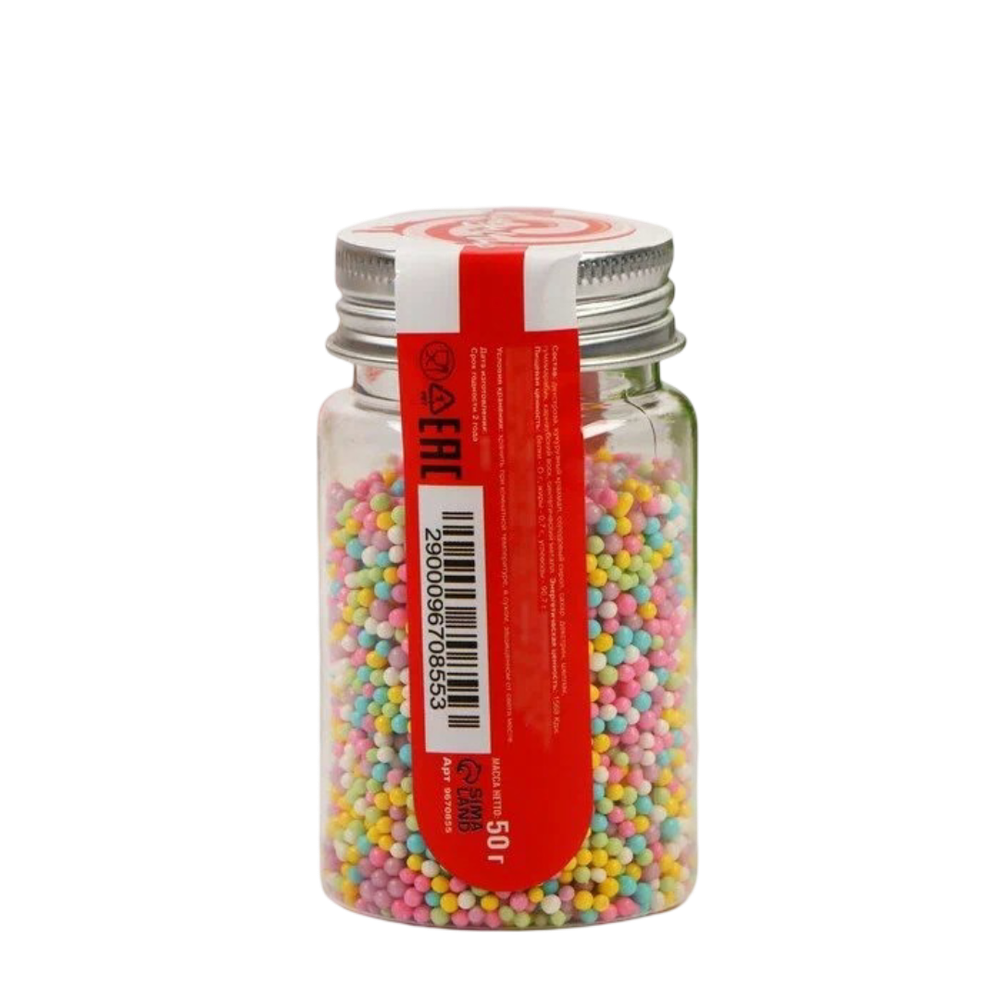 Кондитерская посыпка «Бисер разноцветный», 2 мм, 50 г