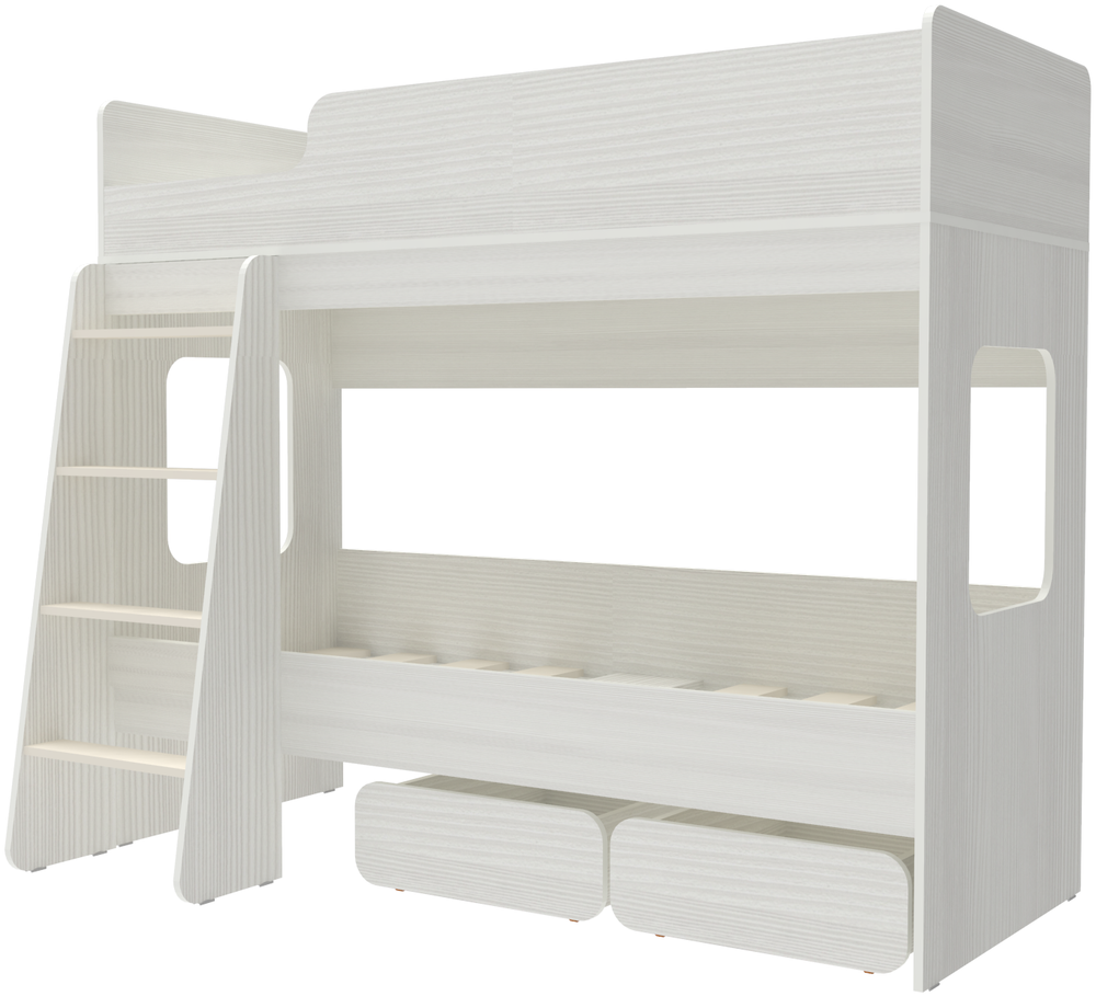Двухъярусная кровать КарИВи Л-38 Белое Дерево Белое Дерево