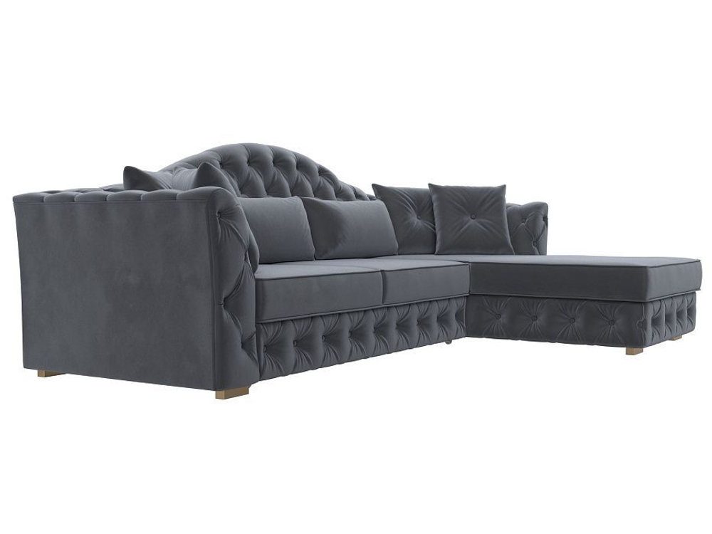 Диван угловой Артис правый угол, Серый, Велюр, 121586
