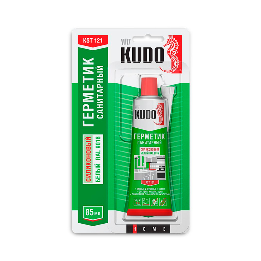 Герметик KUDO KST-121 силиконовый санитарный белый, в тюбике 85 мл
