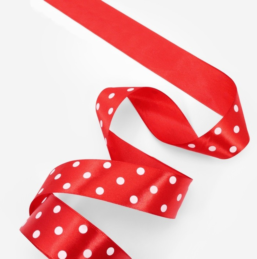 Атласная лента в горошек 40 мм