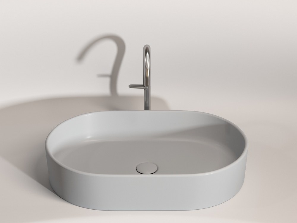 Умывальник чаша накладная овальная (цвет Серый Матовый) Element 608x385x122мм
