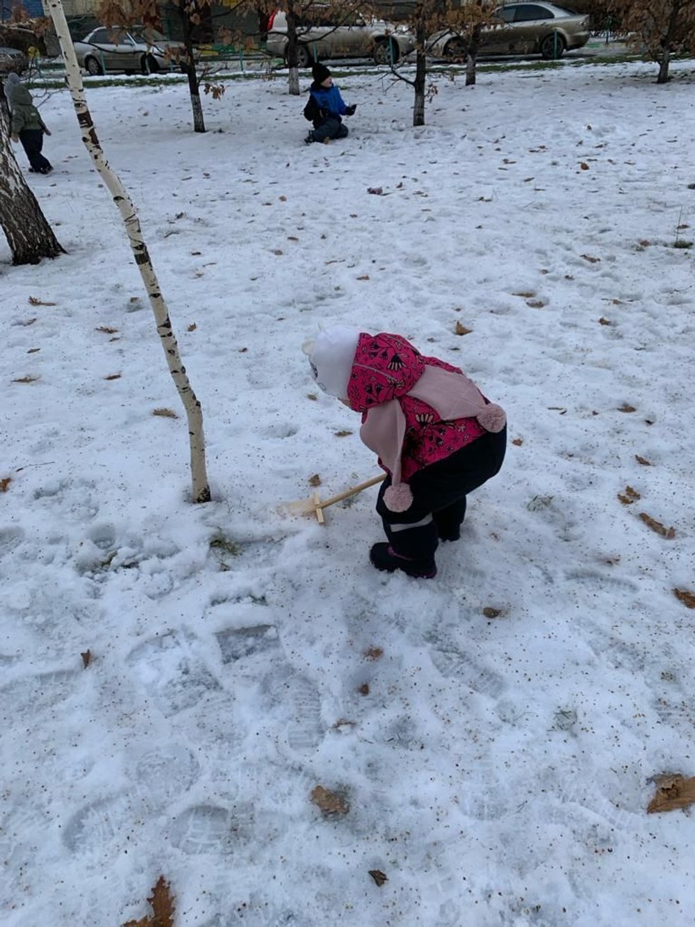 Лопата детская для снега, деревянная малая, длинна 40 см