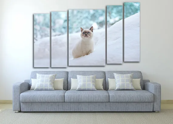 Модульная картина "Кот в снегу"