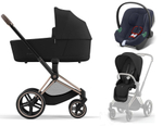 Коляска 3 в 1 Cybex Priam IV Rosegold complete и автокресло Aton B2 i-Size Bay Blue Sepia Black