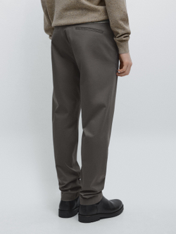 Massimo Dutti Зауженные брюки из смесовой хлопковой ткани, серый