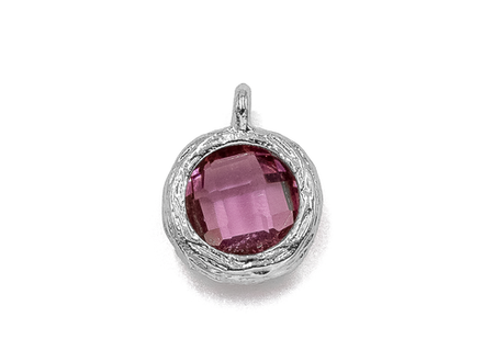 Подвеска Круглая-mini с сиреневым кристаллом, 9,5мм