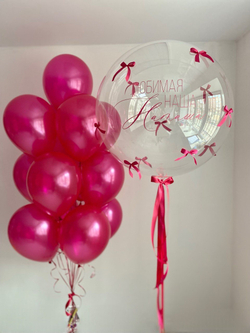 Розовые воздушные шары с бантиками №3124