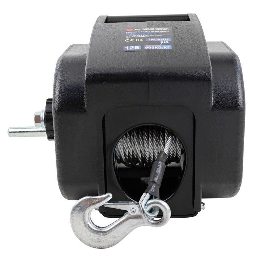 Лебедка электрическая автомобильная 12В, 300W, 900кг (крепление за ''фаркоп'', стальной трос-10м) Forsage F-TRC9202 BIG