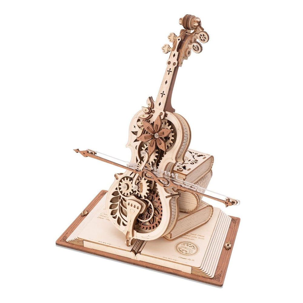 Волшебная виолончель Музыкальная шкатулка от ROKR - Деревянный конструктор, сборная механическая модель, 3D пазл