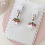 LEFIREL' Серьги серебряные женские "Клевер" с цветами из муранского стекла / ювелирные украшения из родированного серебра 925