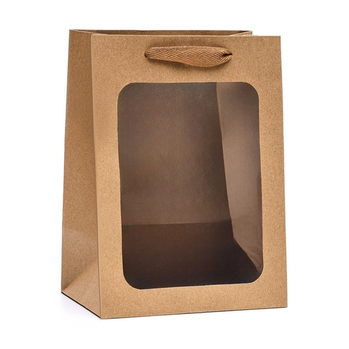 Пакет подарочный, с окном,  25 х 18 х 13 см, крафт    9950532