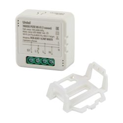 UCH-A301 1C-WF WHITE Умное реле Wi-Fi. 1 канал. 100-240В. 16А. 3500Вт. 300Вт для светодиодов. Встраиваемое. Голосовое управление+приложение UnielSmart. TM Uniel