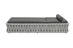 Шезлонг лежак БИАРРИЦ алюминий / роуп черный,серый