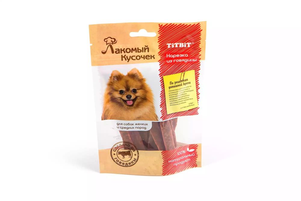 Лакомый кусочек Нарезка из говядины 80 г 006382 TitBit