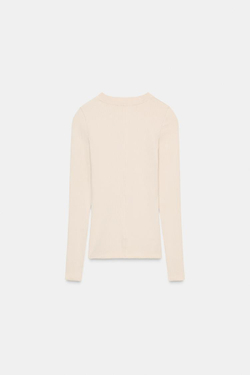 ZARA ФУТБОЛКА В РУБЧИК С ДЛИННЫМИ РУКАВАМИ, ПЕСОЧНЫЙ