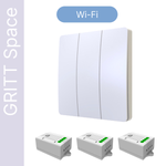 Умный беспроводной выключатель GRITT Space 3кл. белый комплект: 1 выкл. IP67, 3 реле 1000Вт 433 + WiFi с управлением со смартфона, S181330WWF