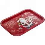 Поднос жестяной 34,5*23,5см «Дед Мороз с пингвином»